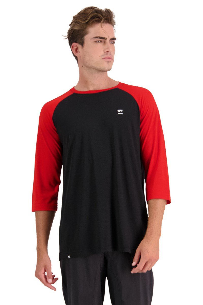 Mons Royale Tarn Merino Shift Raglan 3/4 Retro Red / Black